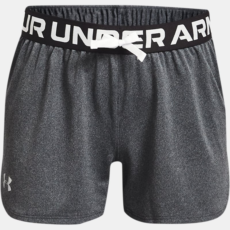 Girls'  Under Armour  Play Up Shorts Pitch Gray Light Heather / Metallic Silver YXS (48 - 50 in)